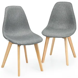 Giantex Set of 2 or 4 Modern Fabric Dining Chairs, Upholstered Accent Chair, Grey set of dining chairs, wooden chairs