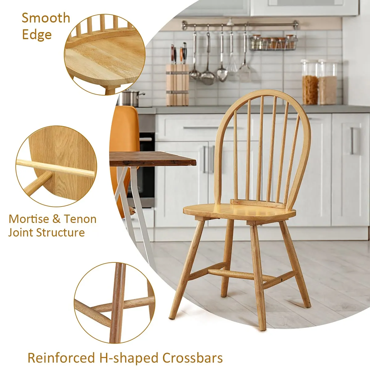 Giantex Set of 2 or 4 Windsor Chairs, Country Wood Chairs