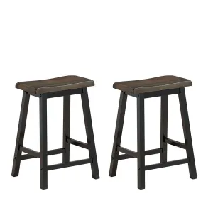 Giantex Set of 2 Saddle Seat Stools, Wood Vintage Counter Height Chairs kitchen barstool, adjustable bar stool