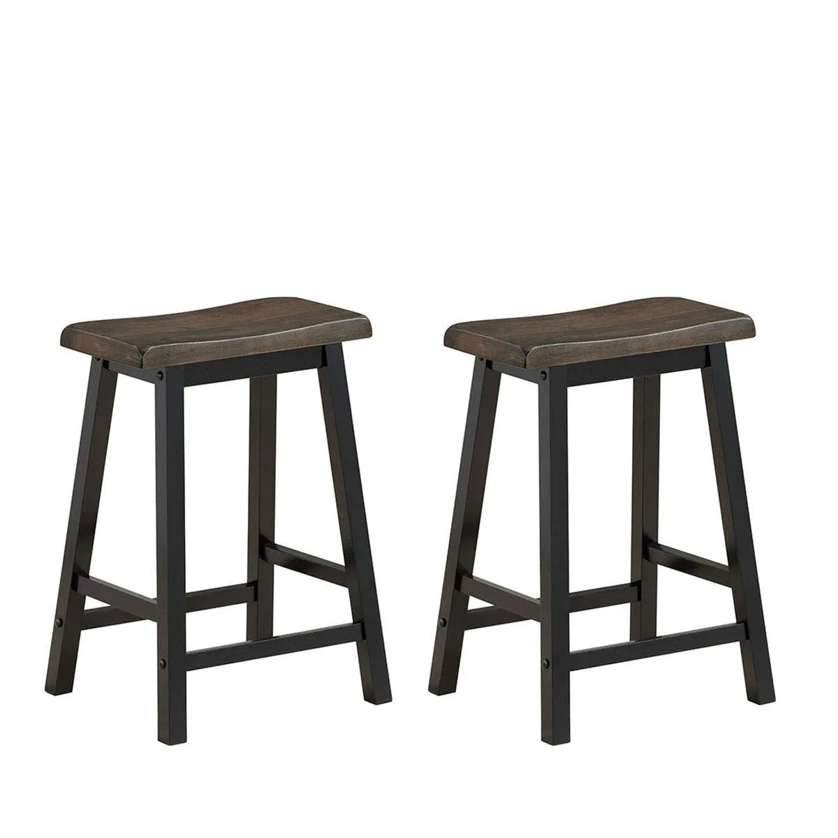 Giantex Set of 2 Saddle Seat Stools, Wood Vintage Counter Height Chairs kitchen barstool, adjustable bar stool