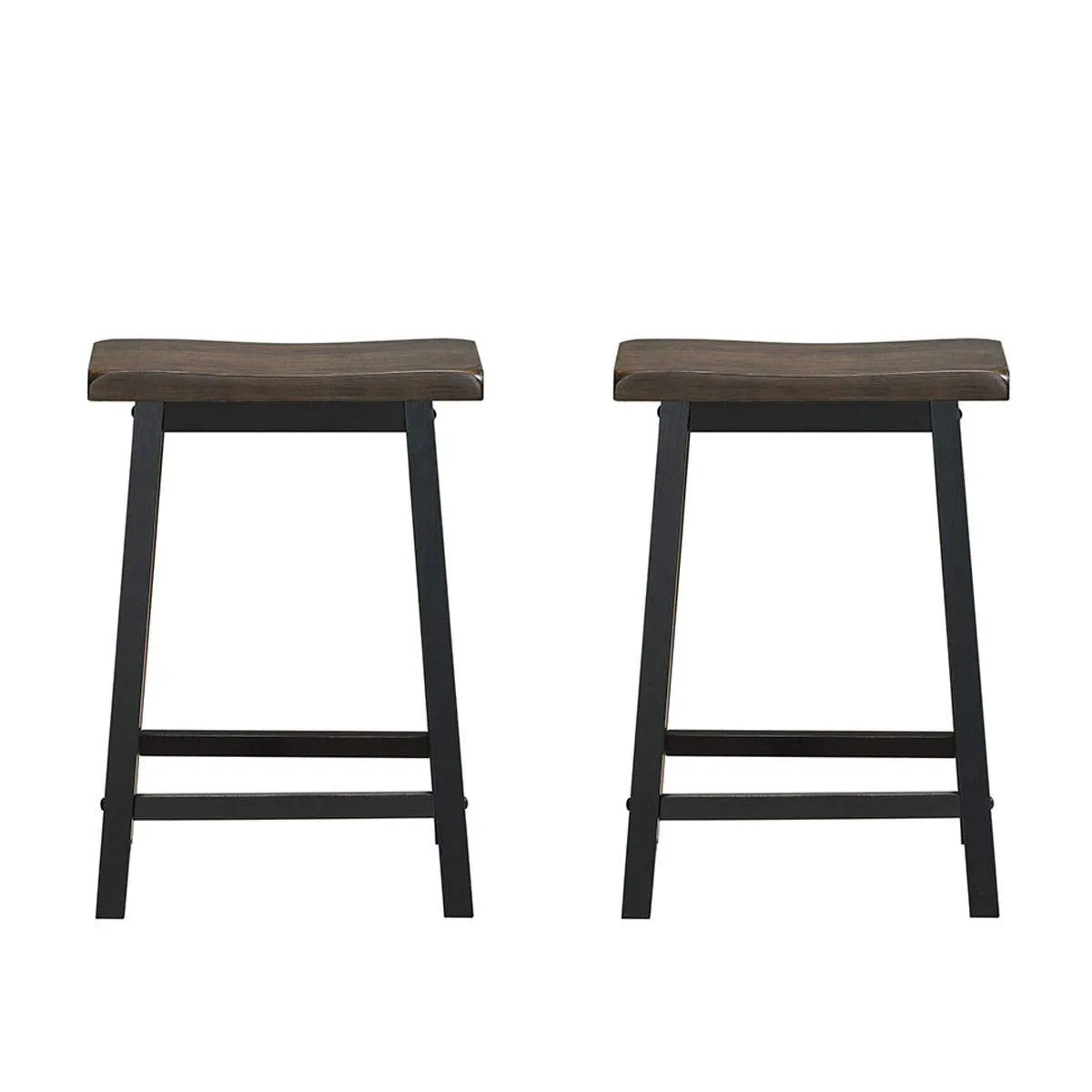 Giantex Set of 2 Saddle Seat Stools, Wood Vintage Counter Height Chairs