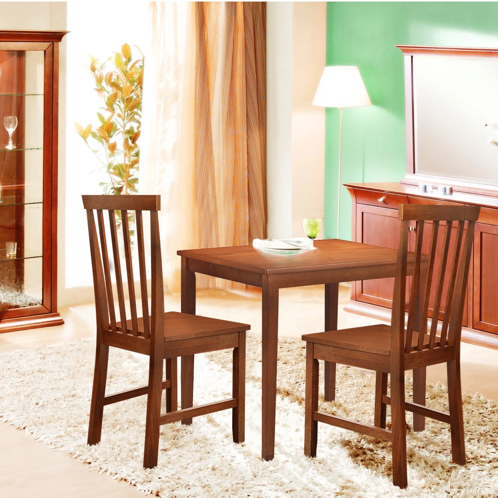 Giantex Set of 4/ 2 Dining Room Side Chair w/High Slat Back, Wood Legs