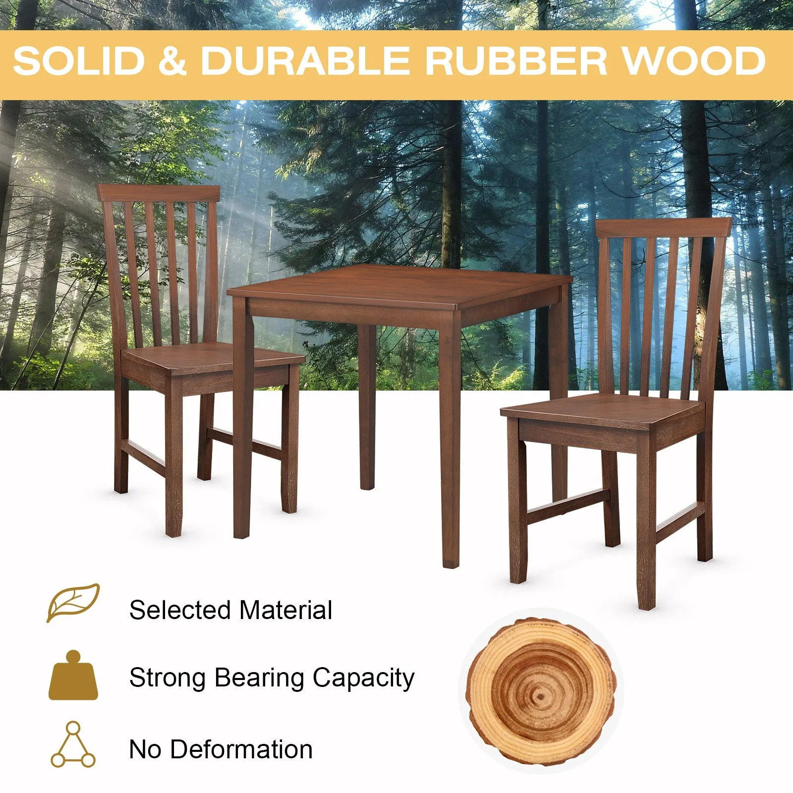 Giantex Set of 4/ 2 Dining Room Side Chair w/High Slat Back, Wood Legs