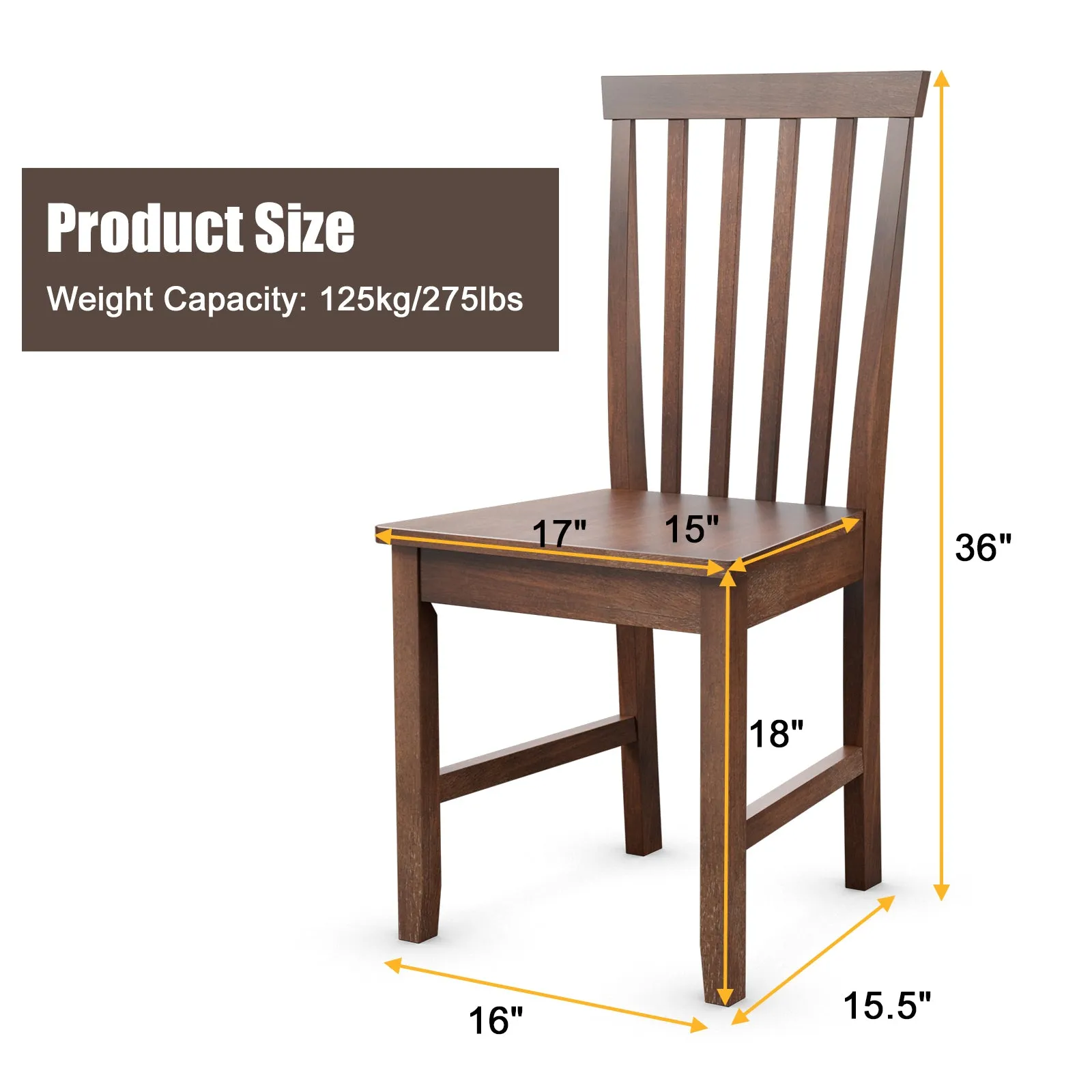 Giantex Set of 4/ 2 Dining Room Side Chair w/High Slat Back, Wood Legs