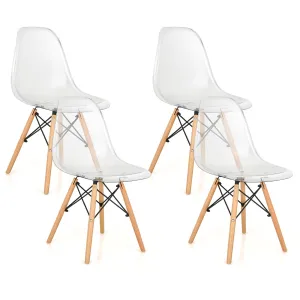 Giantex Set of 4 Dining Chairs, Clear Dining Side Chairs w/Beech Wood Legs set of dining chairs, wooden chairs