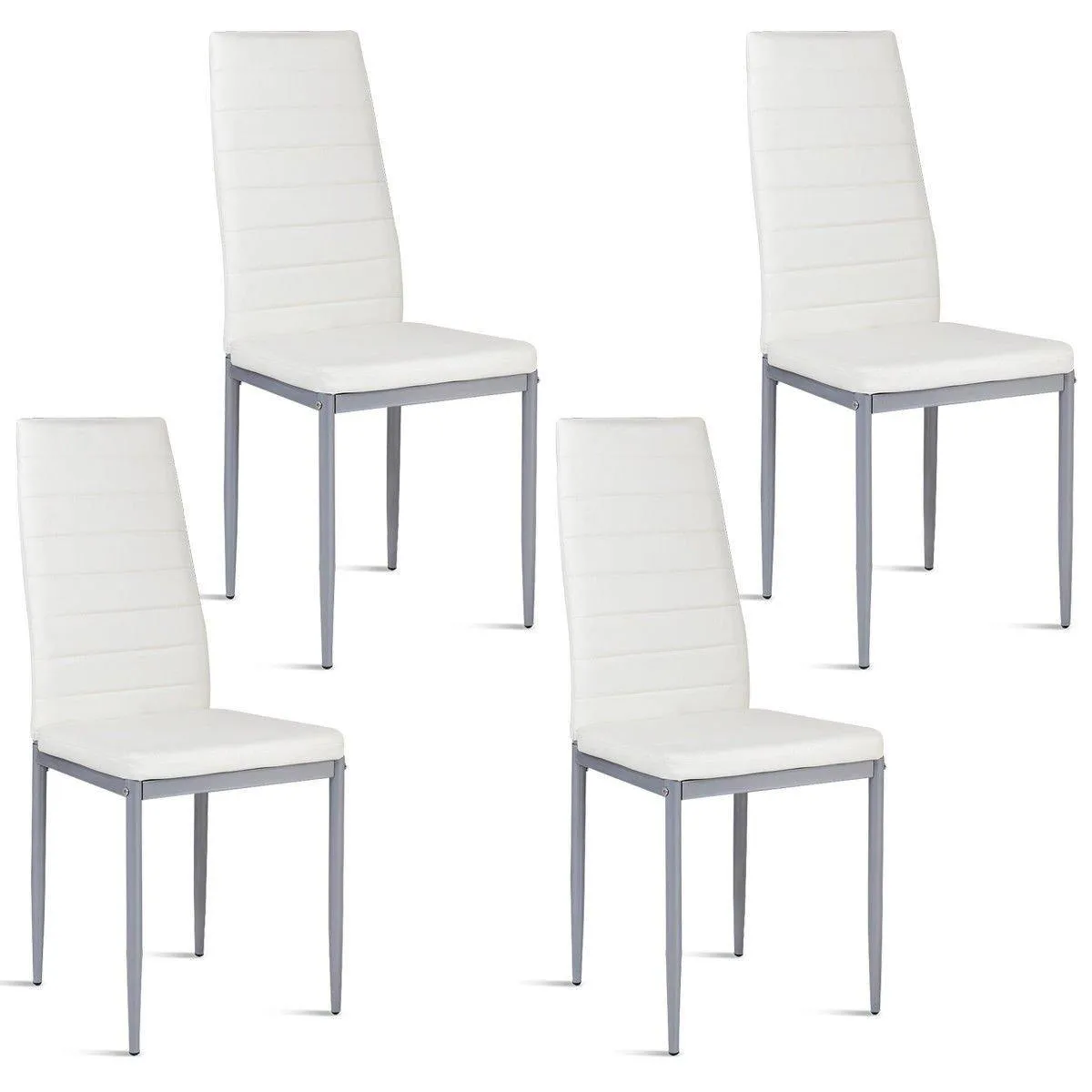Giantex Set of 4 PU Leather Dining Side Chairs with Padded Seat Foot Cap