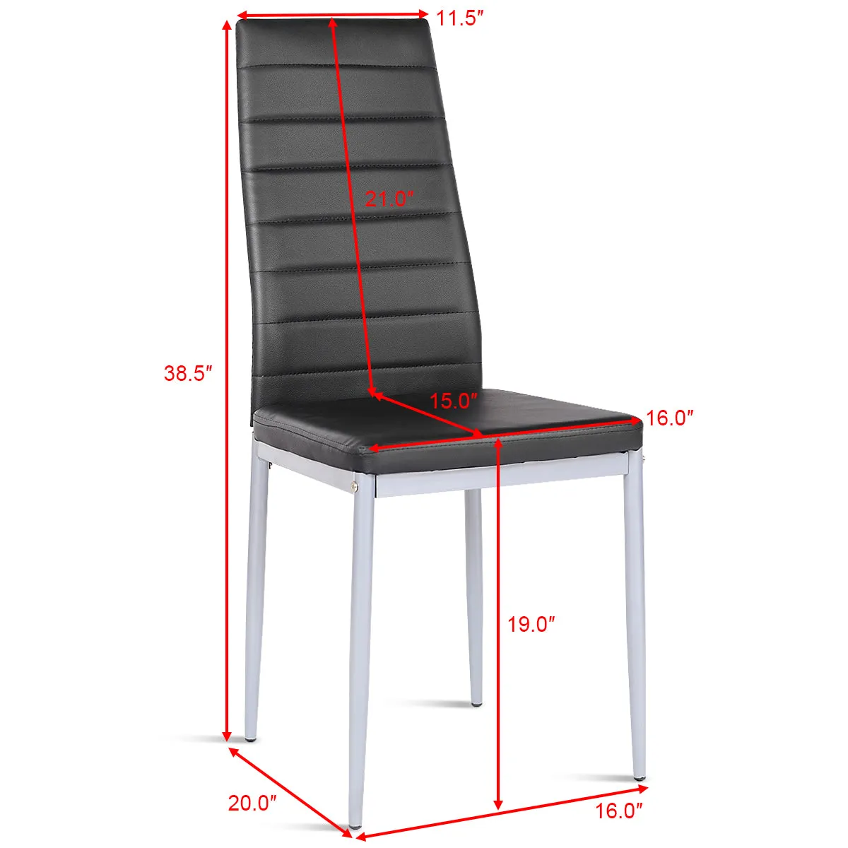 Giantex Set of 4 PU Leather Dining Side Chairs with Padded Seat Foot Cap
