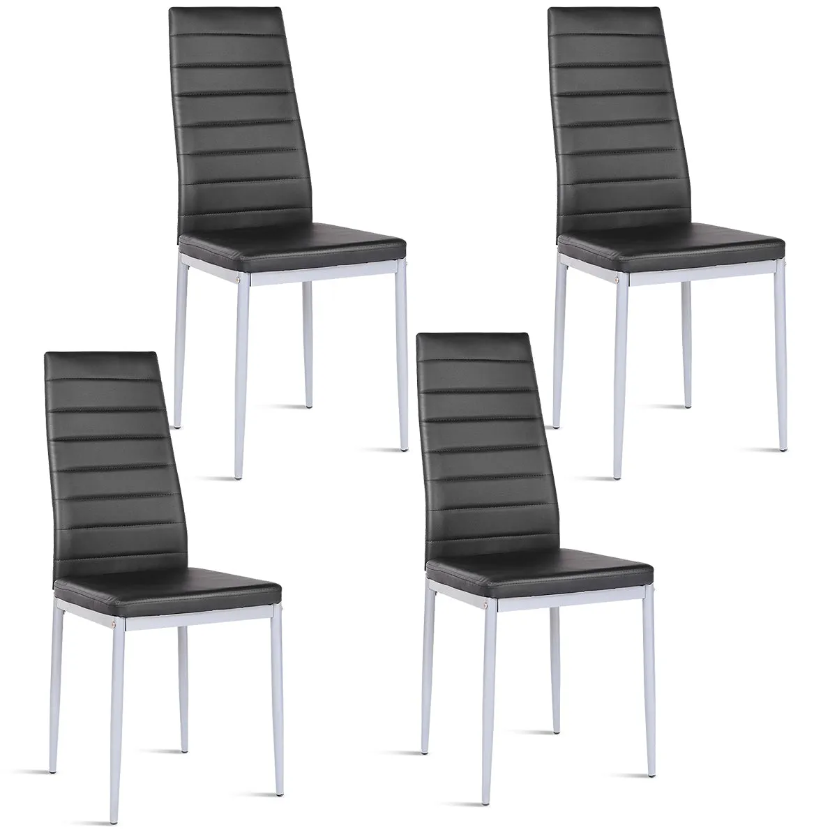 Giantex Set of 4 PU Leather Dining Side Chairs with Padded Seat Foot Cap set of dining chairs, wooden chairs
