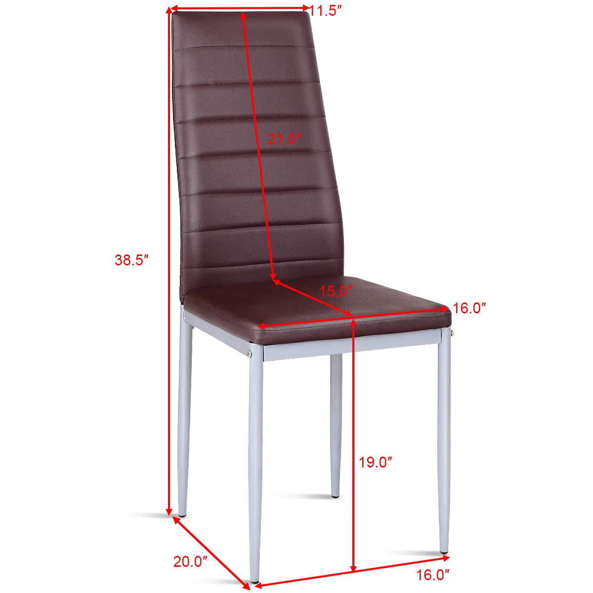 Giantex Set of 4 PU Leather Dining Side Chairs with Padded Seat Foot Cap
