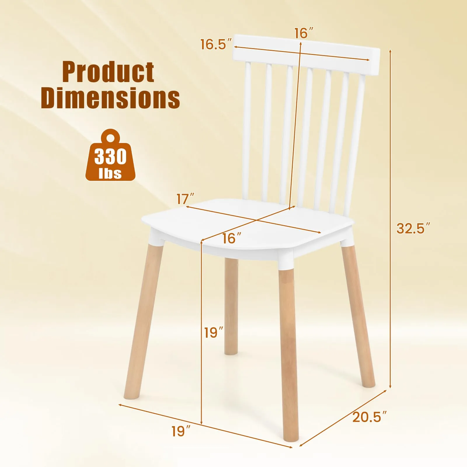 Giantex Set of 4 Windsor Dining Chairs White, Modern Kitchen Chairs w/Spindle Backs & Curved Seats