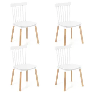 Giantex Set of 4 Windsor Dining Chairs White, Modern Kitchen Chairs w/Spindle Backs & Curved Seats set of dining chairs, wooden chairs