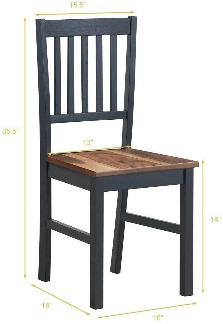 Giantex Set of 4 Wood Dining Chairs, Whitesburg Dining Room Side Chair w/ Wide Seat,Black