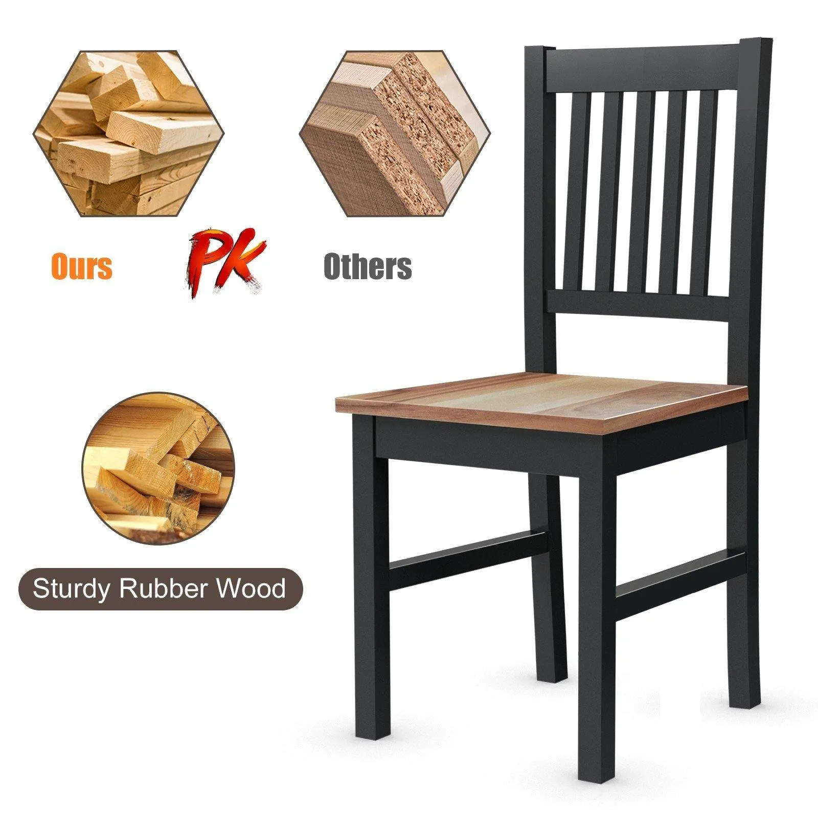 Giantex Set of 4 Wood Dining Chairs, Whitesburg Dining Room Side Chair w/ Wide Seat,Black