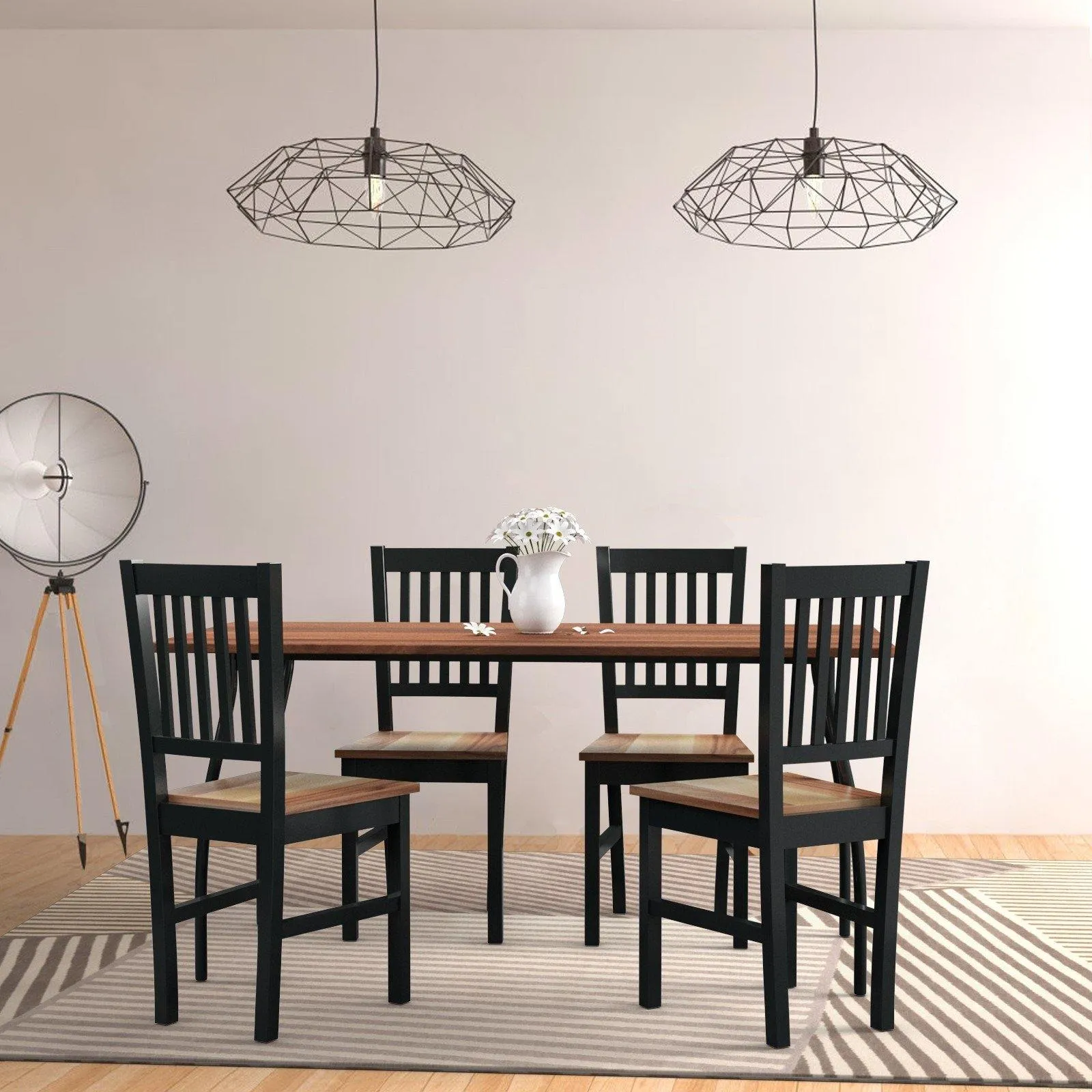 Giantex Set of 4 Wood Dining Chairs, Whitesburg Dining Room Side Chair w/ Wide Seat,Black