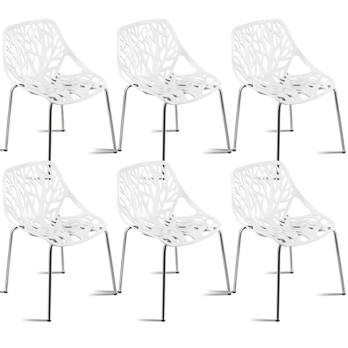 Giantex Set of 6 Modern Dining Chairs w/Plastic Feet Pads set of dining chairs, wooden chairs