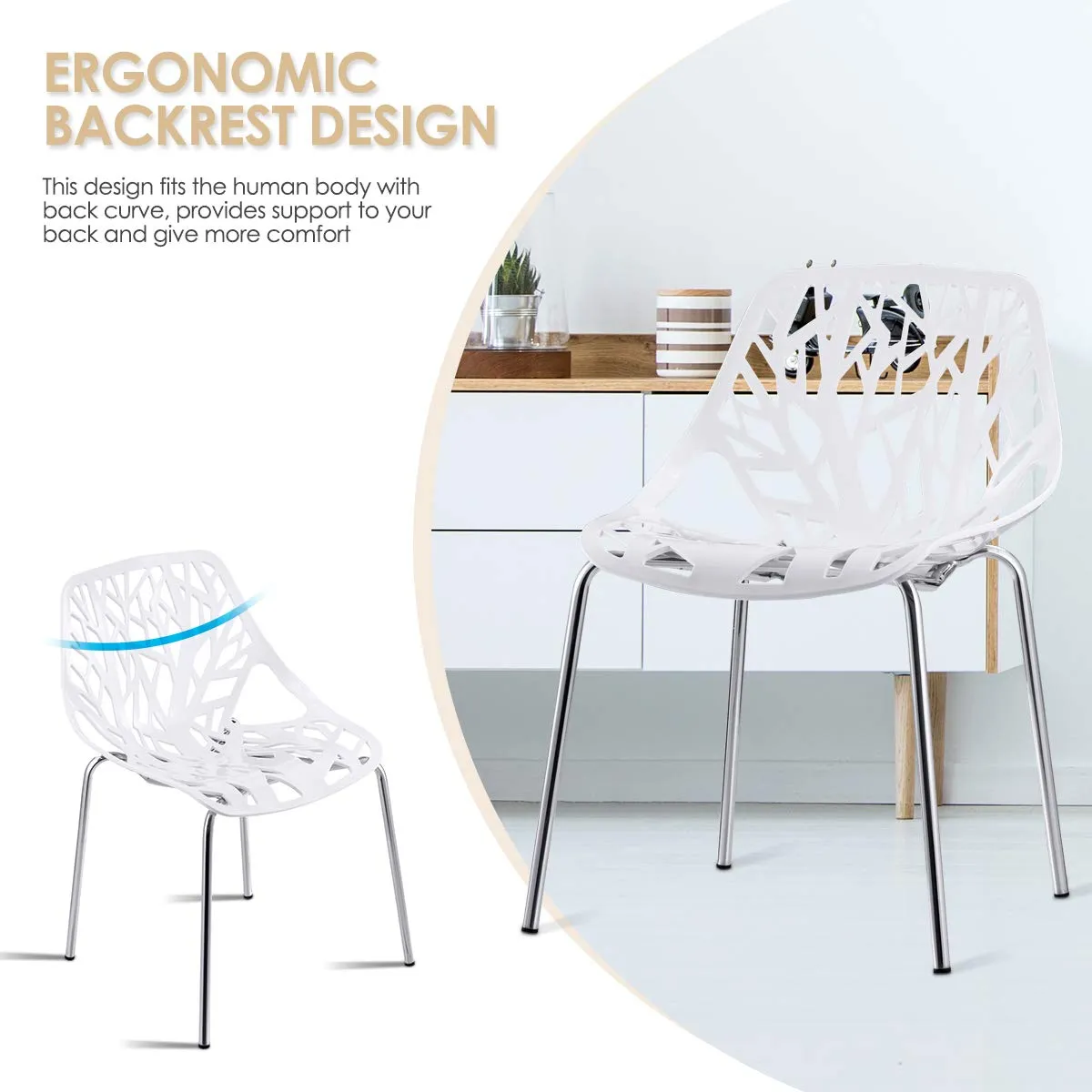 Giantex Set of 6 Modern Dining Chairs w/Plastic Feet Pads