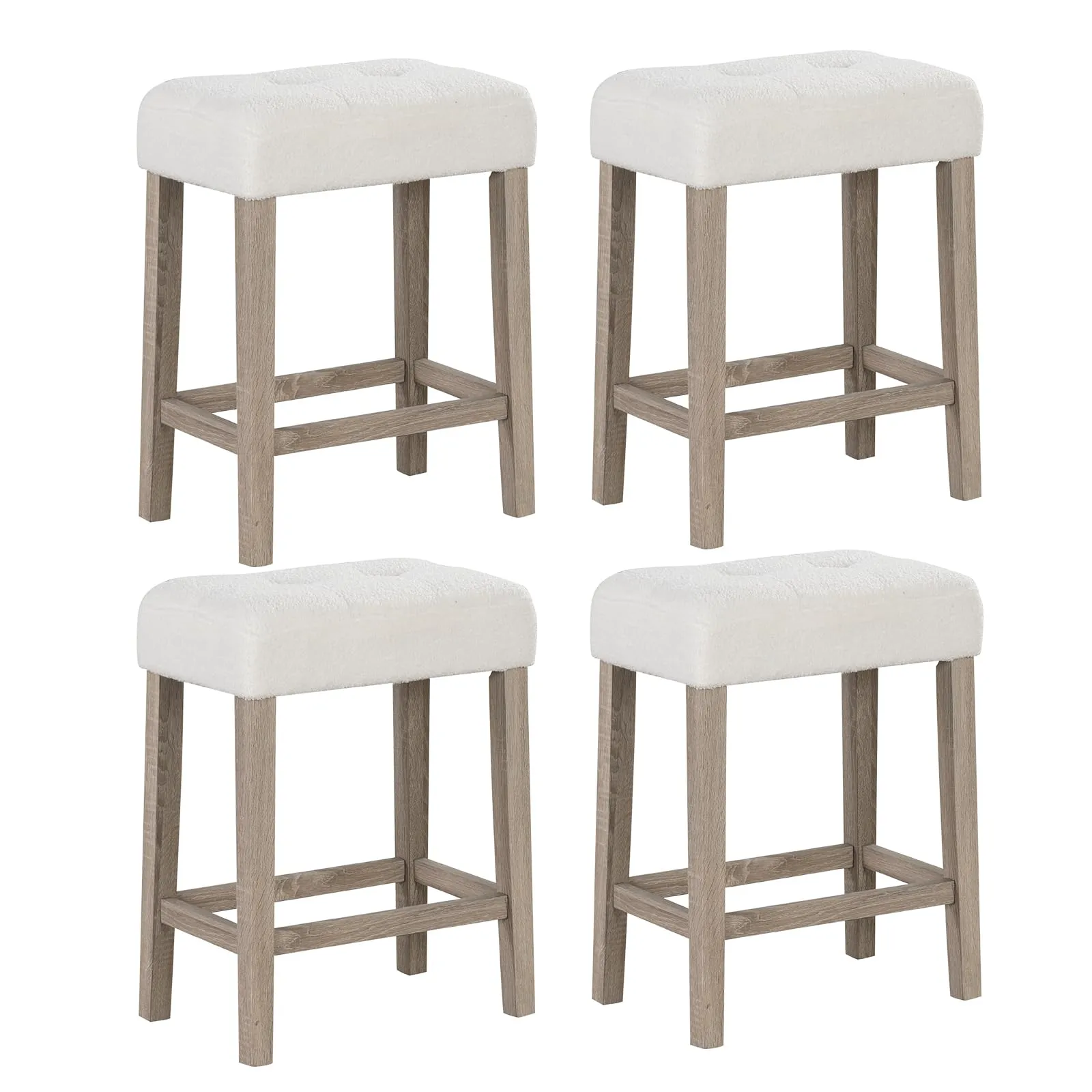 Giantex Sherpa Bar Stools, 24" Counter Height Kitchen Bar Stools with Cushioned Seat kitchen barstool, adjustable bar stool