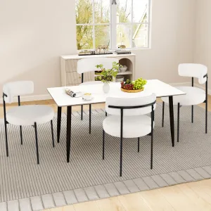 Giantex Sherpa Dining Chairs Set of 4, Upholstered Round Kitchen Chairs with Curved Backrest & Metal Legs set of dining chairs, wooden chairs