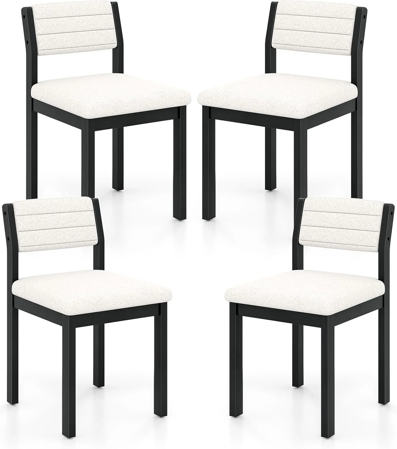 Giantex Sherpa Kitchen Chairs with Wood Frame & Padded Seat