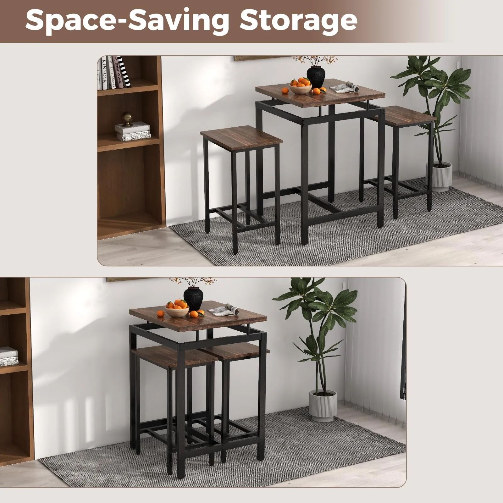 Giantex Small Dining Table Set for 2 - Counter Height Table Set with 2 Stools