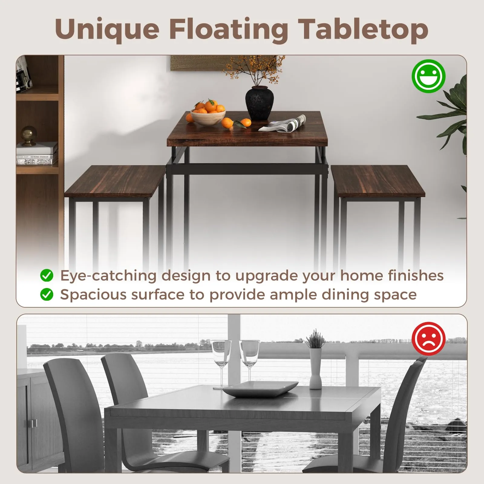 Giantex Small Dining Table Set for 2 - Counter Height Table Set with 2 Stools