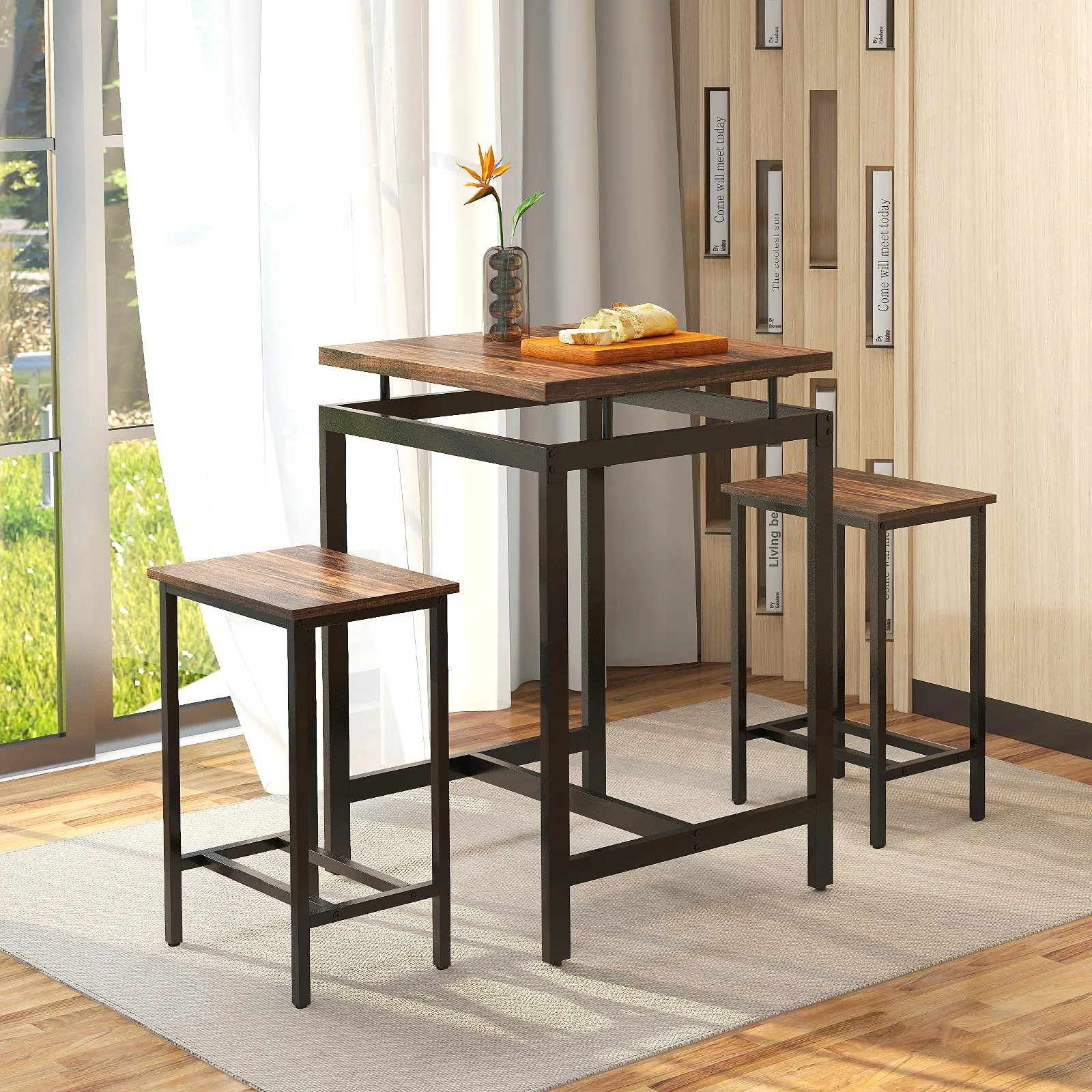 Giantex Small Dining Table Set for 2 - Counter Height Table Set with 2 Stools