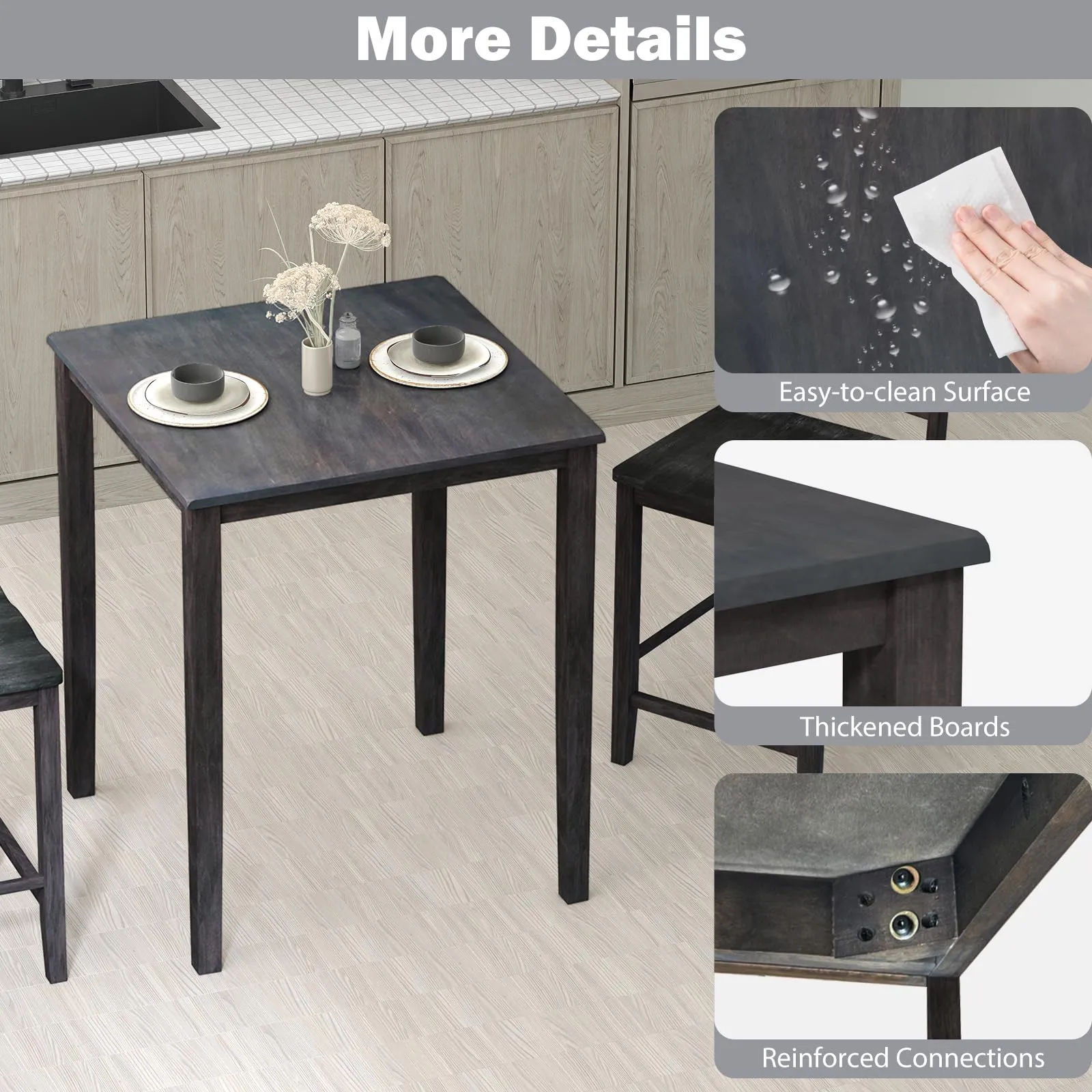 Giantex Square Dining Table with Solid Wood Frame