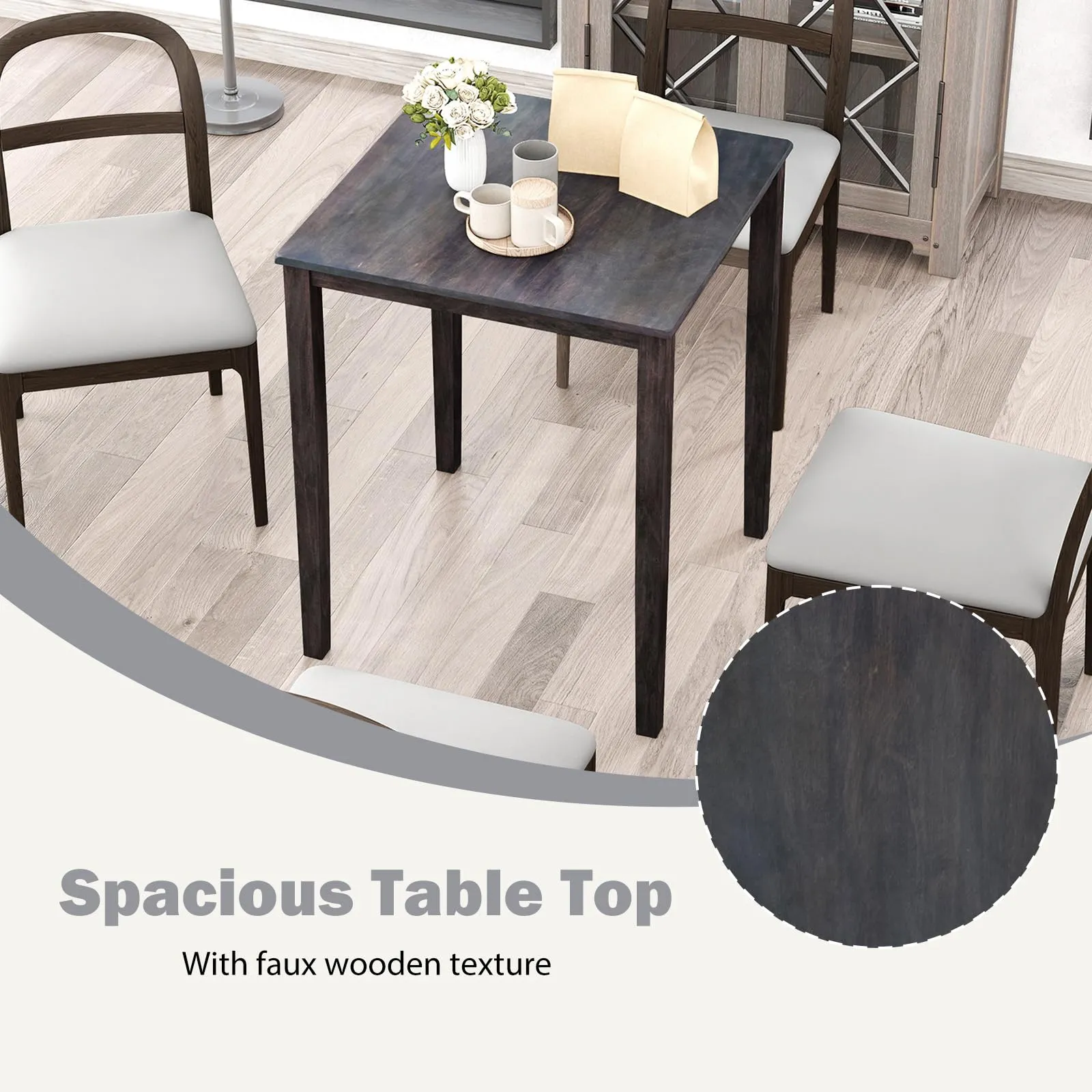 Giantex Square Dining Table with Solid Wood Frame
