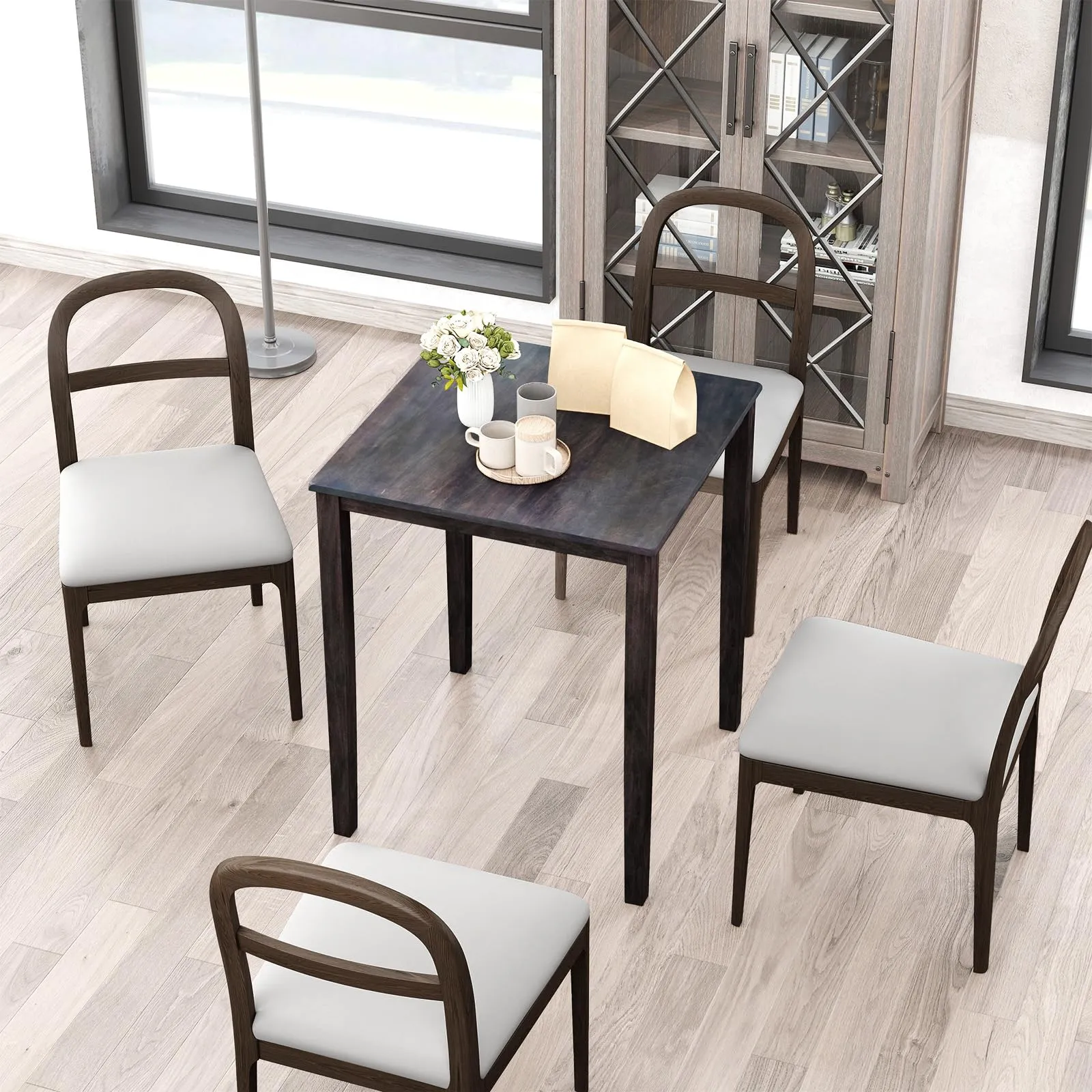 Giantex Square Dining Table with Solid Wood Frame