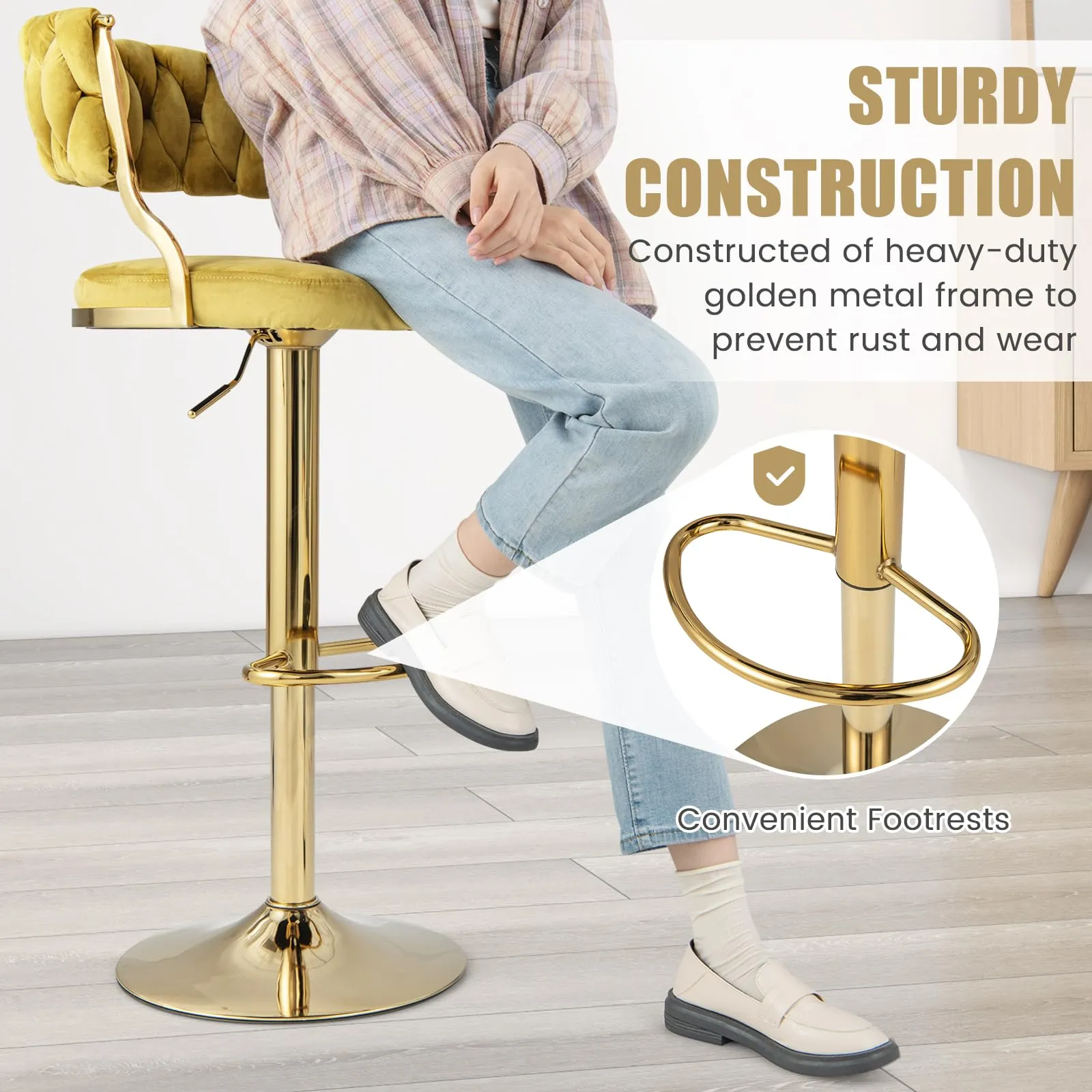 Giantex Swivel Adjustable Height Bar Stools Set of 2