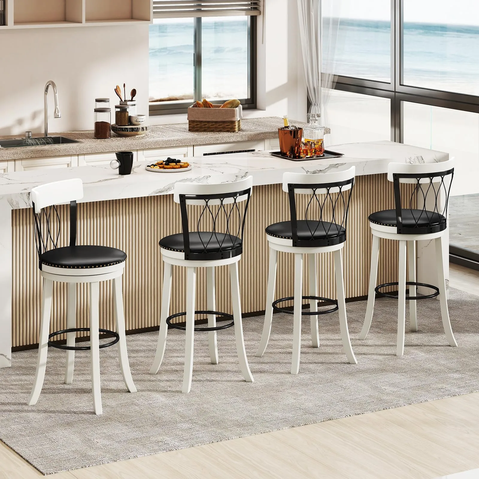 Giantex Swivel Bar Height Bar Chairs with Footrest