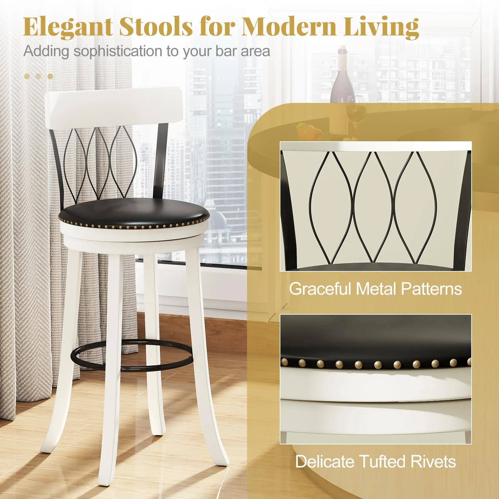 Giantex Swivel Bar Height Bar Chairs with Footrest