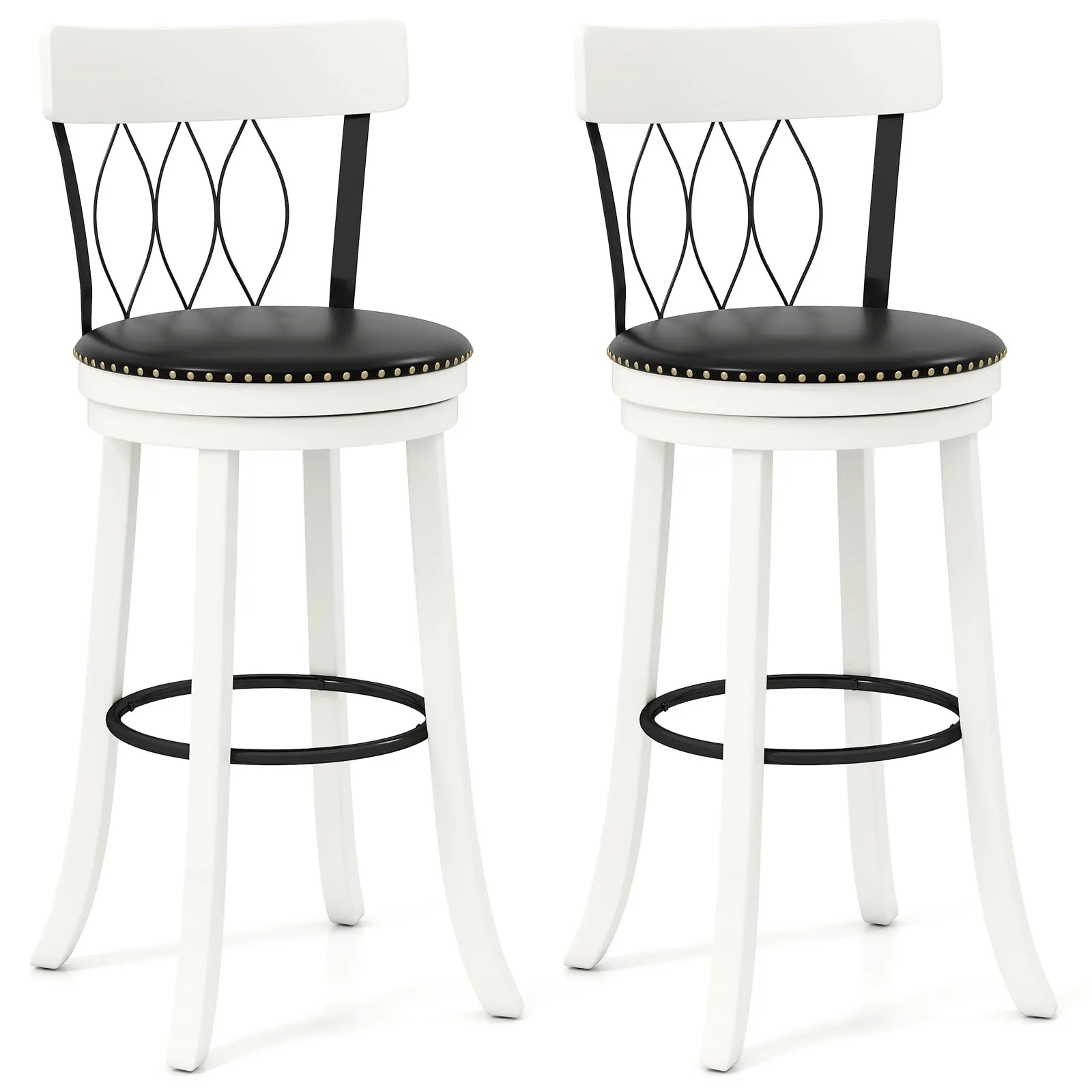 Giantex Swivel Bar Height Bar Chairs with Footrest kitchen barstool, adjustable bar stool
