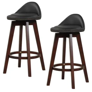 Giantex Swivel Bar Stools, 34.5 in Counter Height Stools with PVC Leather Cover, Rubber Wood Legs kitchen barstool, adjustable bar stool