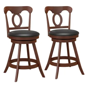 Giantex Swivel Bar Stools Set of 2, 24" Counter Height Barstools with Back, Solid Rubber Wood Frame kitchen barstool, adjustable bar stool