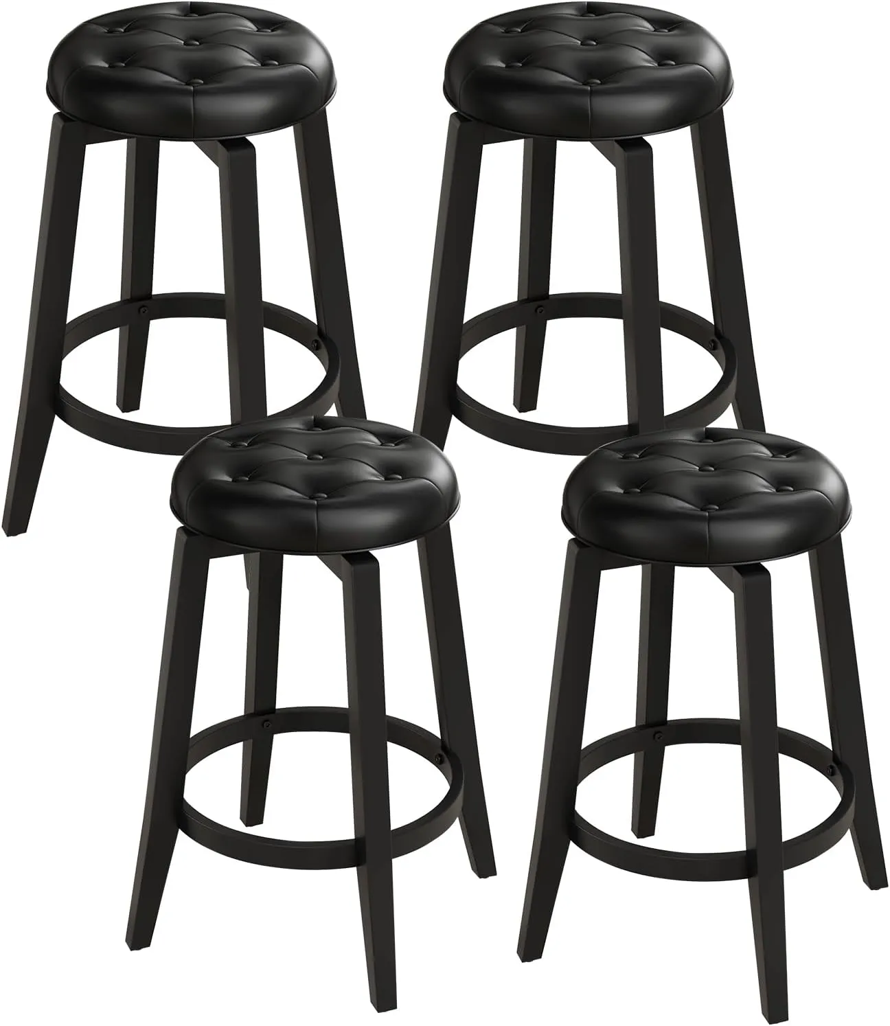Giantex Swivel Bar Stools Set of 2, 30" Bar Height Stools w/Tufted Seat & Rubber Wood Frame