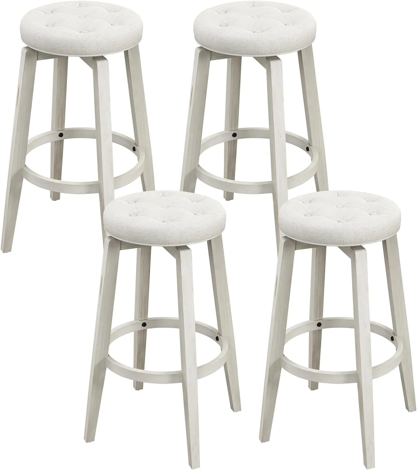 Giantex Swivel Bar Stools Set of 2, 30" Bar Height Stools w/Tufted Seat & Rubber Wood Frame