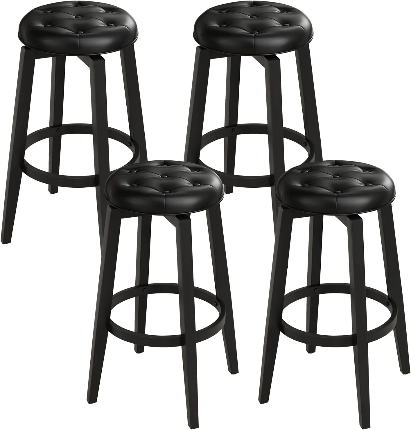 Giantex Swivel Bar Stools Set of 2, 30" Bar Height Stools w/Tufted Seat & Rubber Wood Frame
