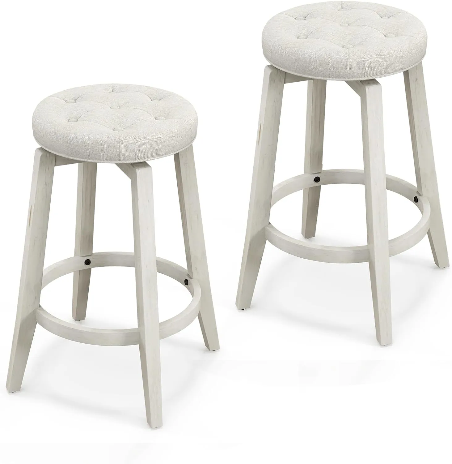 Giantex Swivel Bar Stools Set of 2, 30" Bar Height Stools w/Tufted Seat & Rubber Wood Frame
