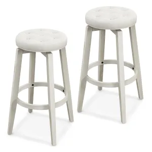 Giantex Swivel Bar Stools Set of 2, 30" Bar Height Stools w/Tufted Seat & Rubber Wood Frame kitchen barstool, adjustable bar stool