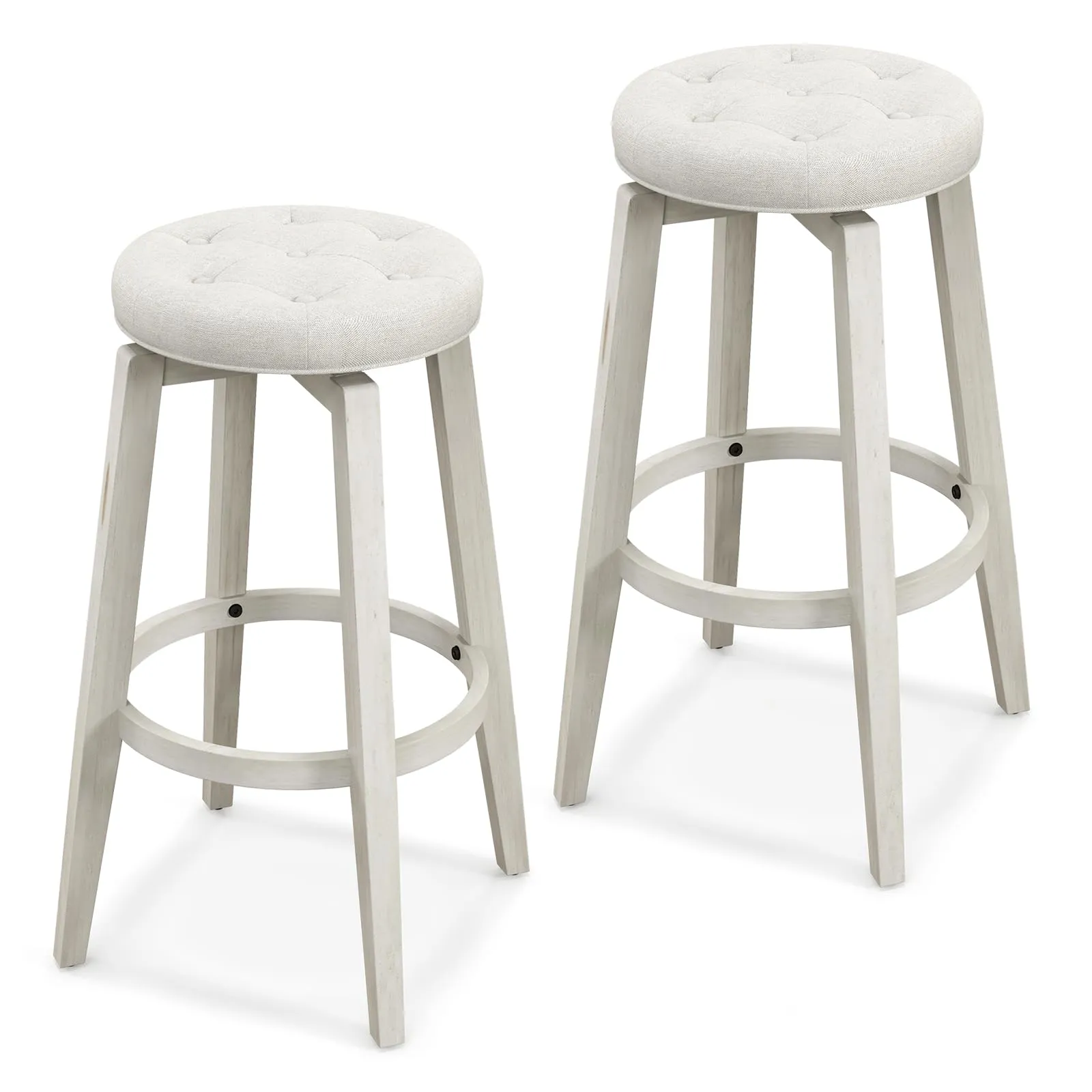 Giantex Swivel Bar Stools Set of 2, 30" Bar Height Stools w/Tufted Seat & Rubber Wood Frame kitchen barstool, adjustable bar stool