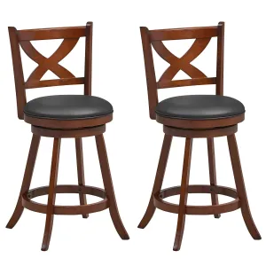 Giantex Swivel Bar Stools Set of 2, Farmhouse Wooden Barstools with Back kitchen barstool, adjustable bar stool
