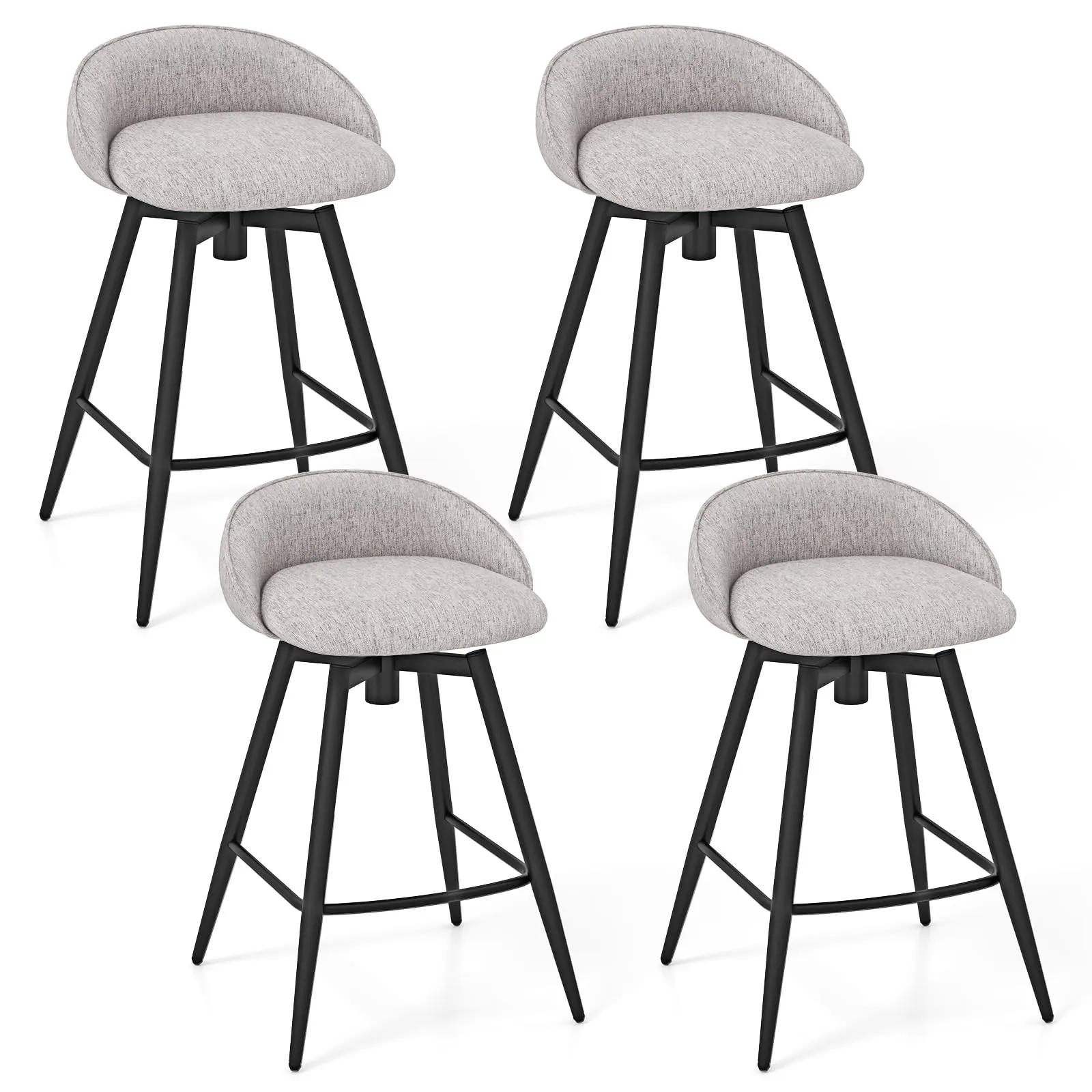 Giantex Swivel Bar Stools Set of 2/4 25" Counter Height Bar Chairs