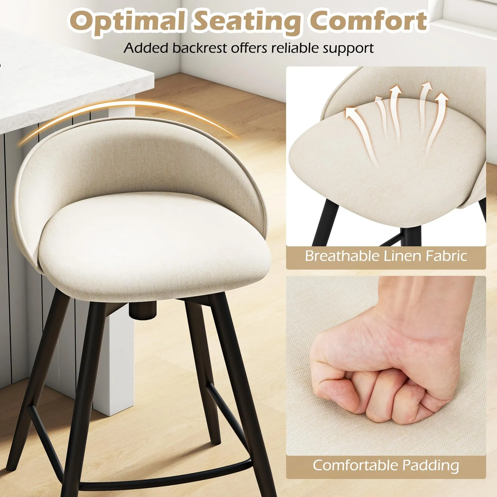 Giantex Swivel Bar Stools Set of 2/4 25" Counter Height Bar Chairs