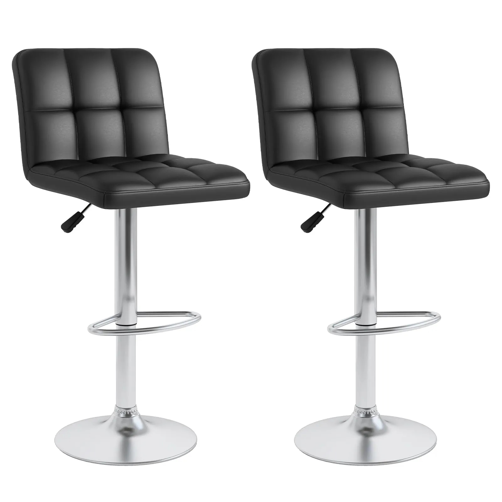 Giantex Swivel Bar Stools Set of 2/4, Upholstered Counter Height Bar Chairs with Back kitchen barstool, adjustable bar stool
