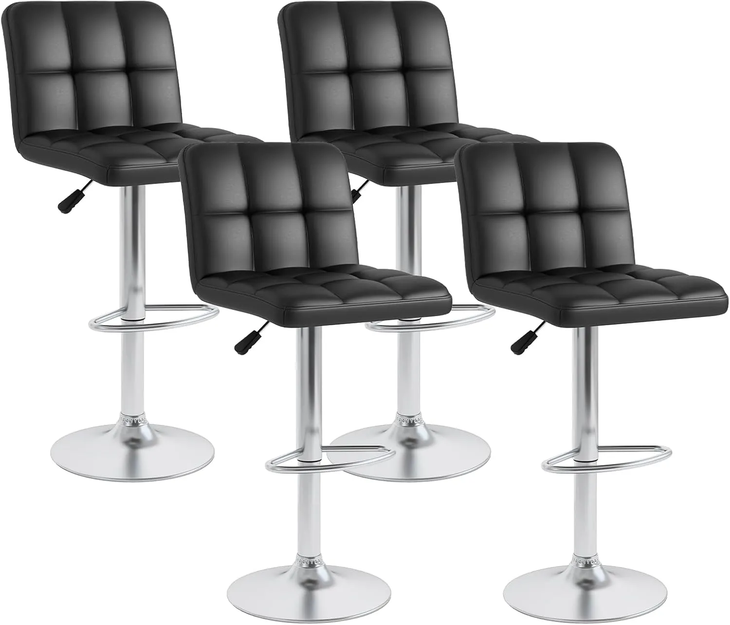 Giantex Swivel Bar Stools Set of 2/4, Upholstered Counter Height Bar Chairs with Back