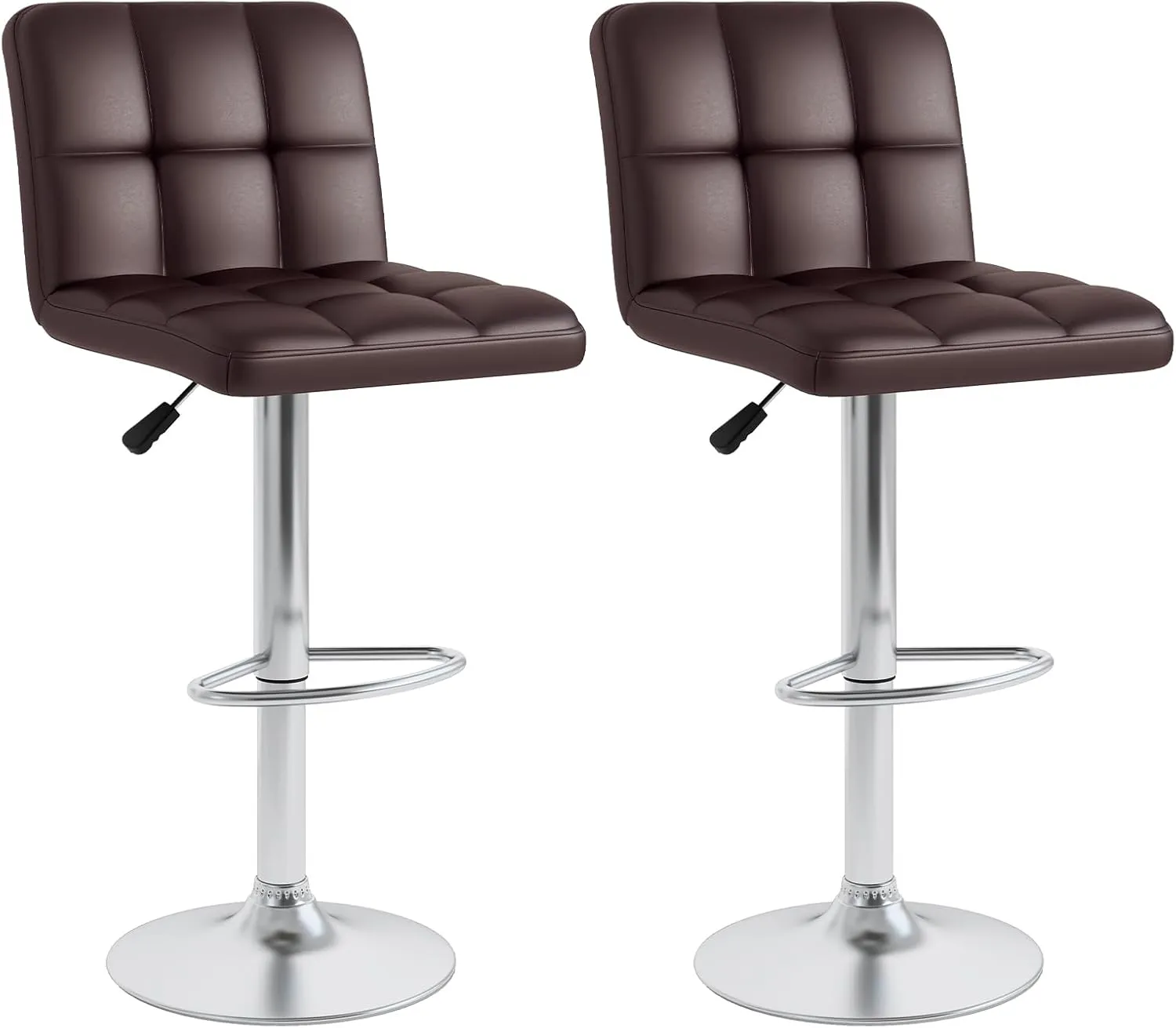 Giantex Swivel Bar Stools Set of 2/4, Upholstered Counter Height Bar Chairs with Back