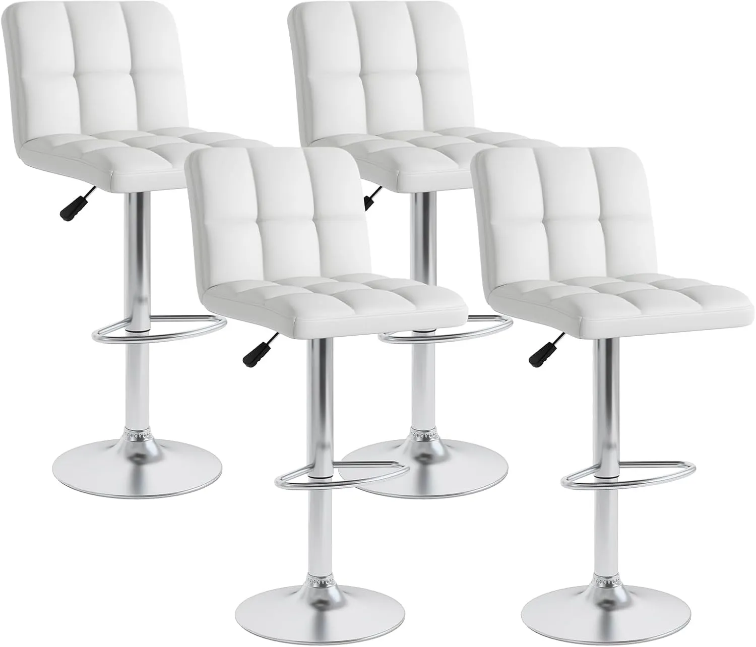 Giantex Swivel Bar Stools Set of 2/4, Upholstered Counter Height Bar Chairs with Back