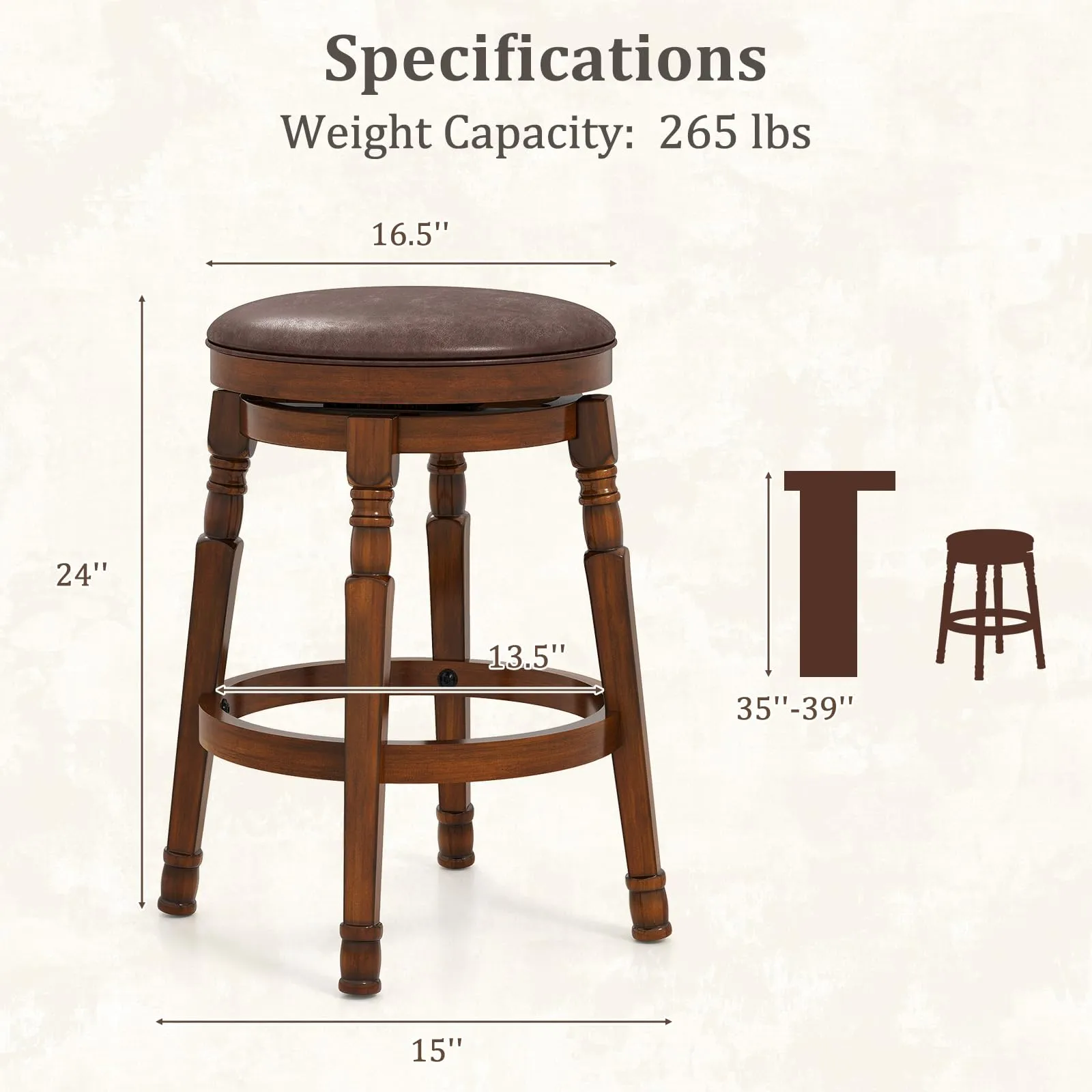 Giantex Swivel Bar Stools Set with Faux Leather Padded Seat