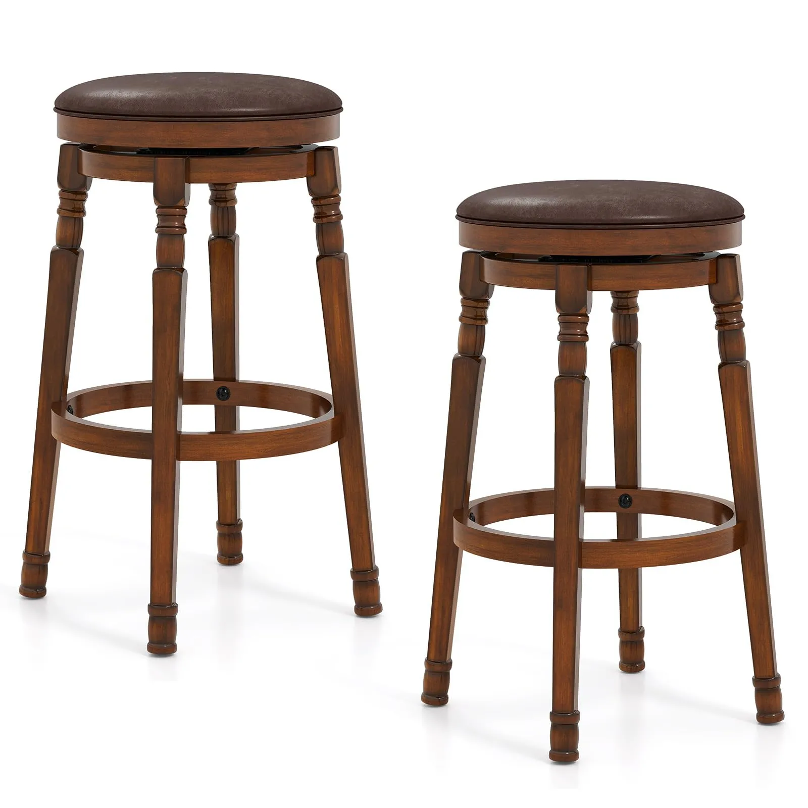 Giantex Swivel Bar Stools Set with Faux Leather Padded Seat